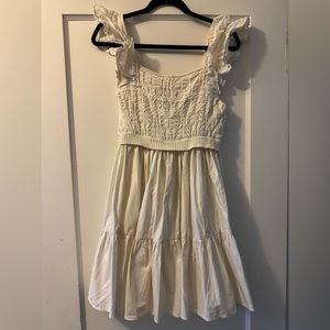 En Saison Square Neck Ruffled Dress from Anthropologie Off White